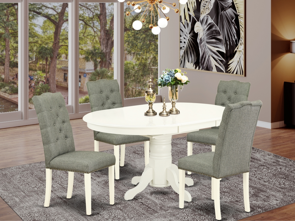 5 Piece Avon Dining Set - Smoke & Linen White