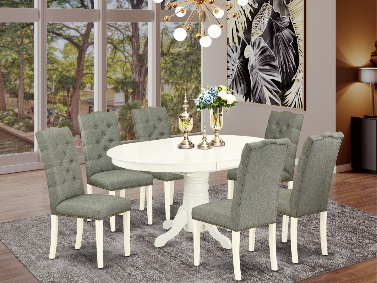 7 Piece Avon Kitchen Furniture Set - Linen White & Smoke
