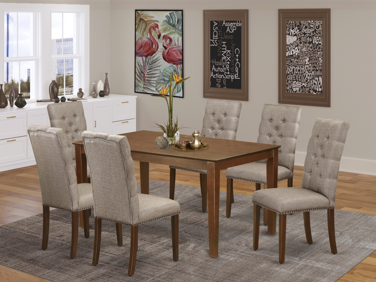 7 Piece Capri Kitchen Furniture Set - Mahogany & Dark Khaki