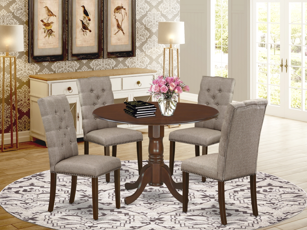 5 Piece Dublin Kitchen Dining Table Set - Dark Khaki & Mahogany