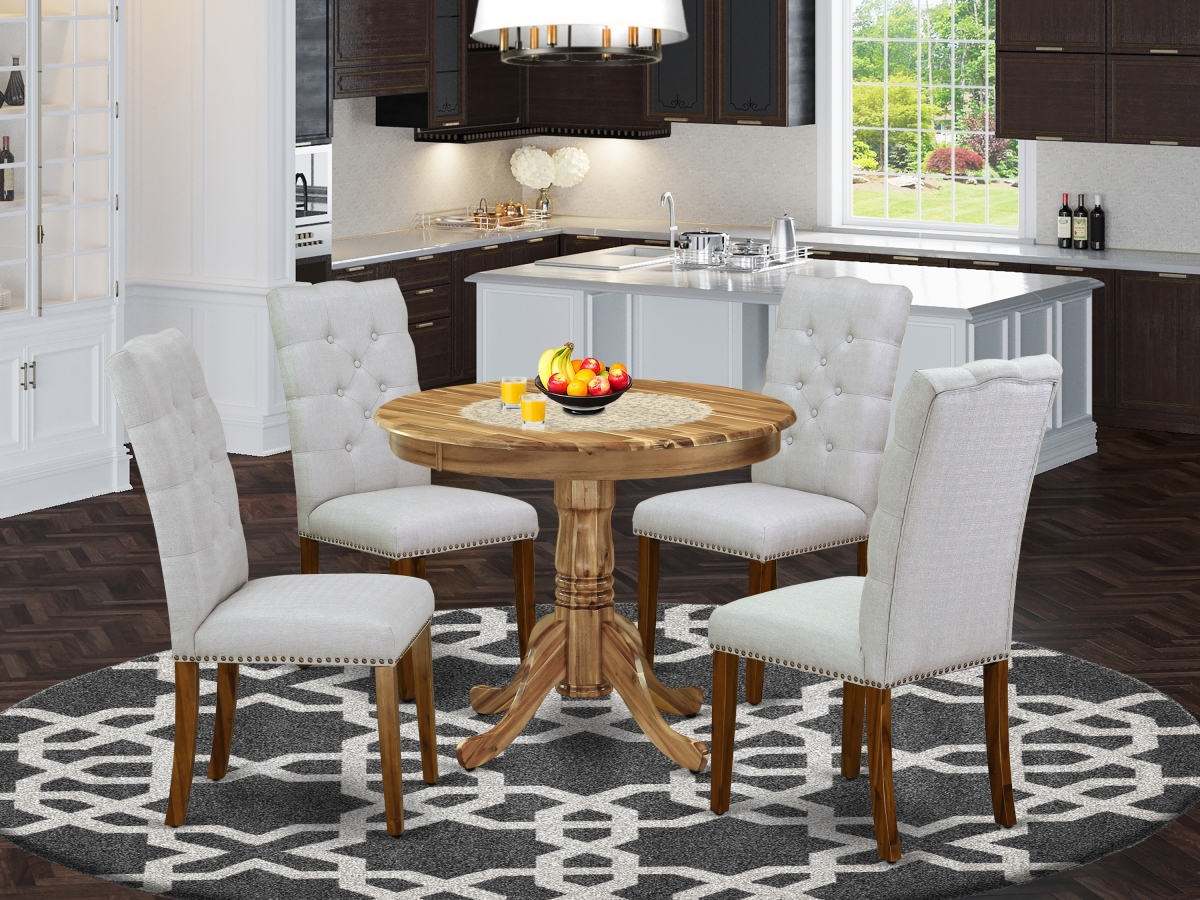 ANEL5-ANA-05 5 Piece Antique Kitchen Dinette Set - Gray, Antique Walnut & Natural -  East West Furniture