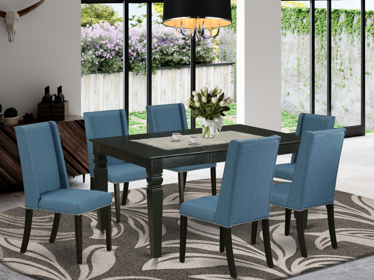 7 Piece Weston Dinette Set - Black & Mineral Blue