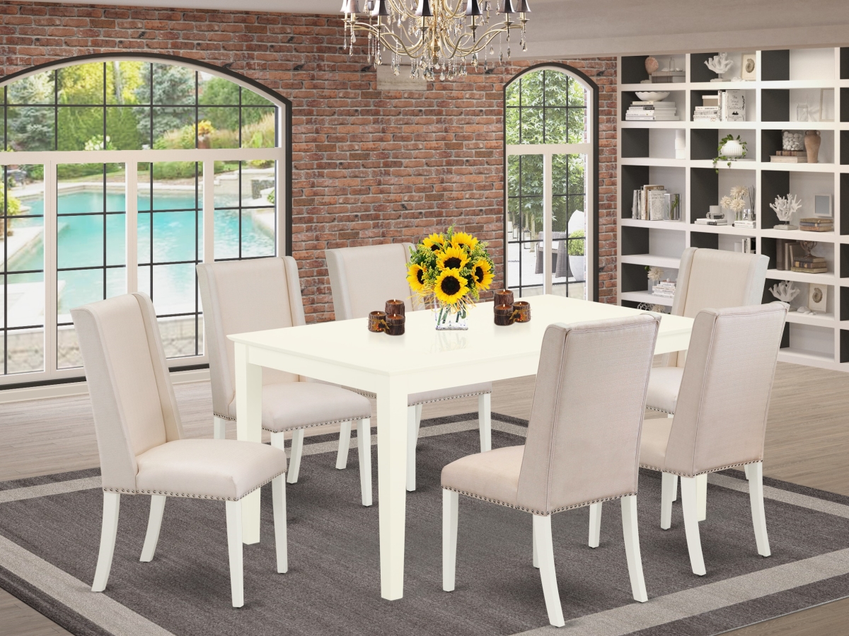 7 Piece Capri Dinette Set - Linen White & Cream