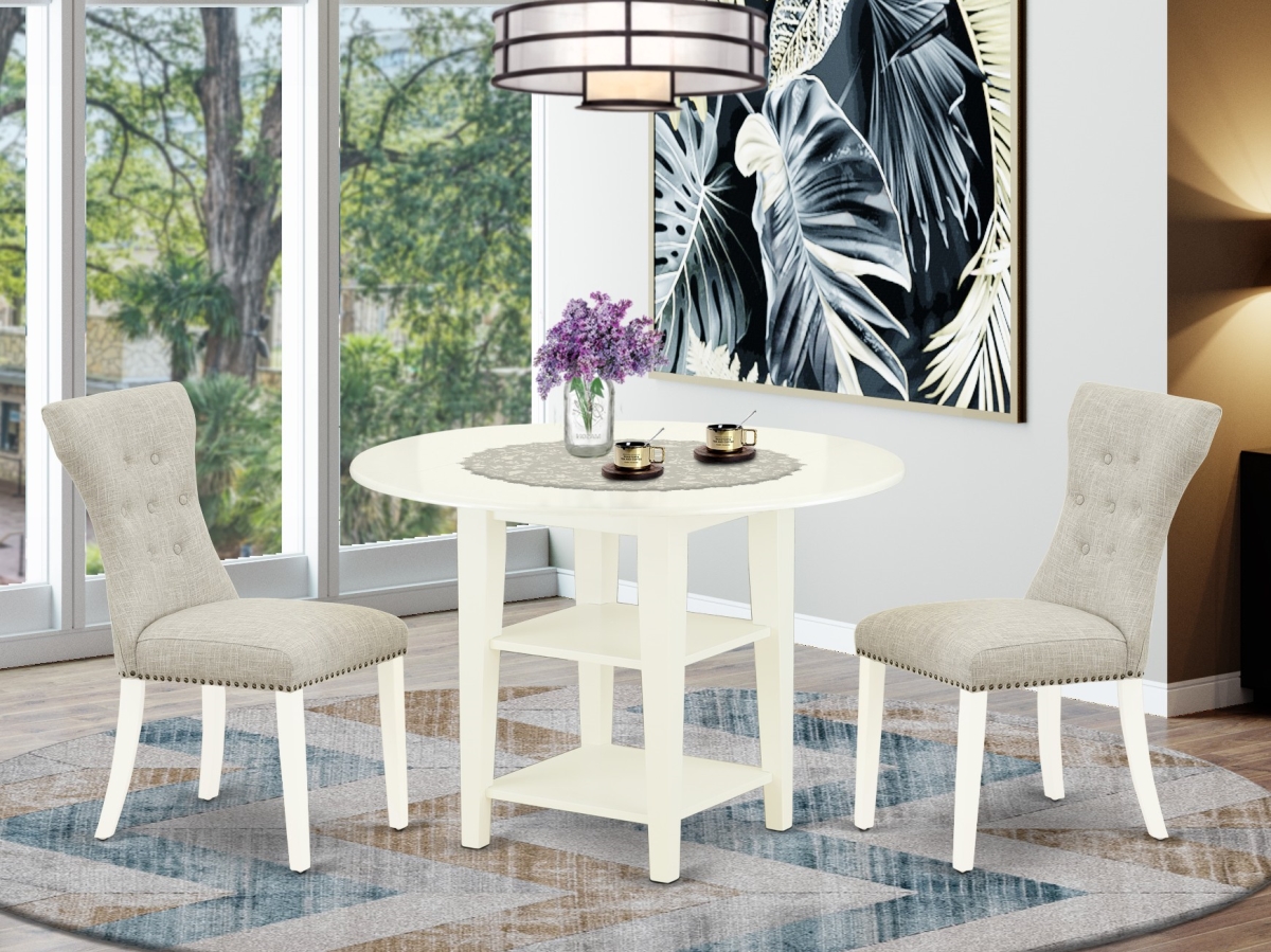 3 Piece Sudbury Dining Set - Doeskin & Linen White