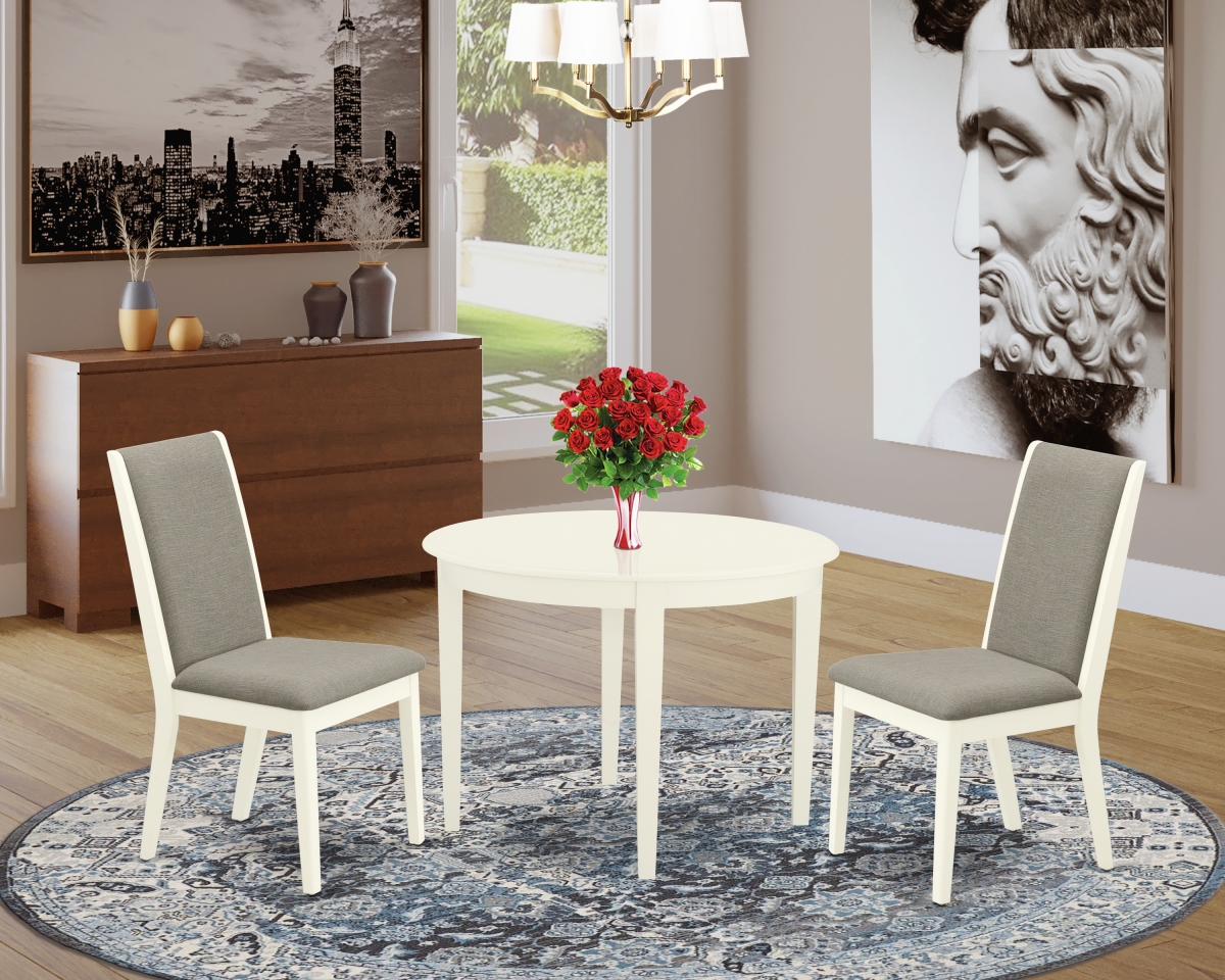 3 Piece Boston Dining Room Table Set - Shitake & Linen White