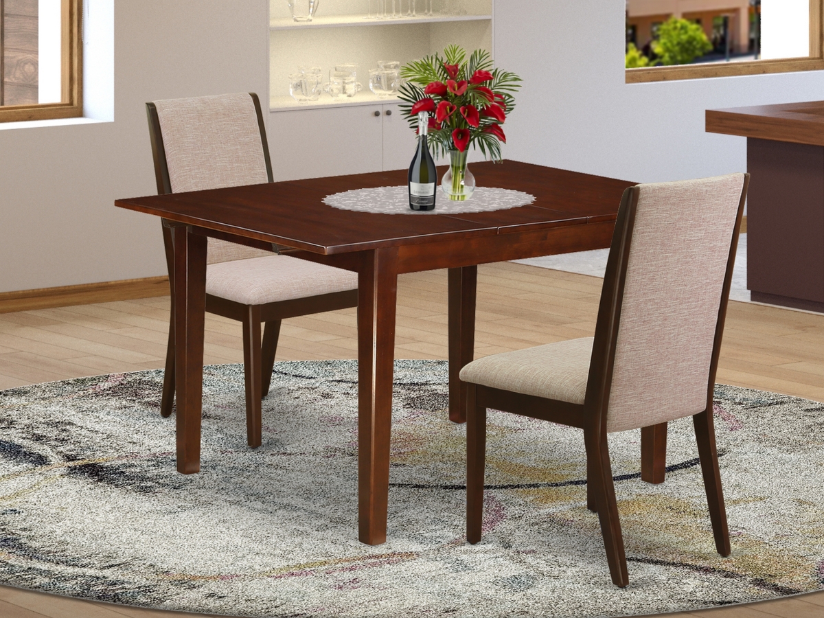 3 Piece Milan Kitchen Furniture Set - Light Tan & Mahogany