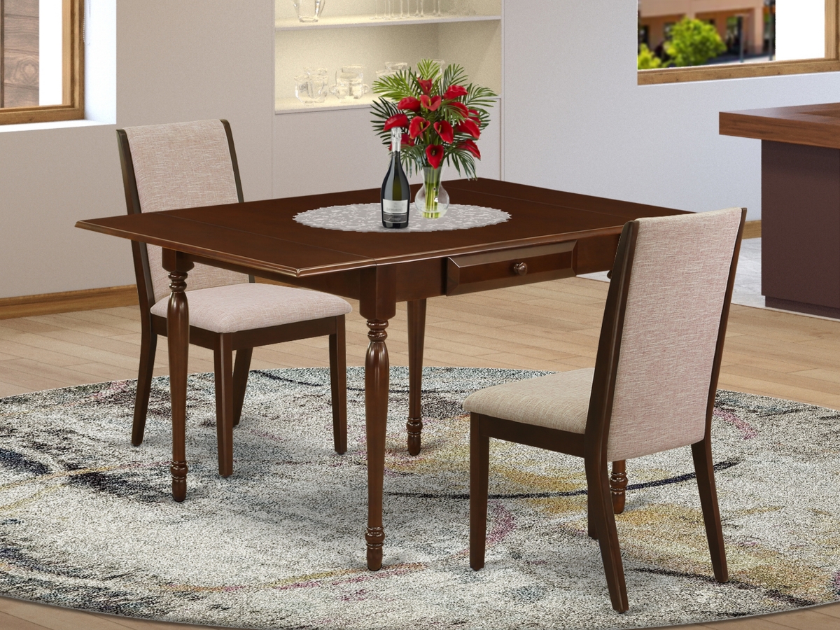 MZLA3-MAH-04 3 Piece Monza Rectangular Kitchen Table Set - Light Tan & Mahogany