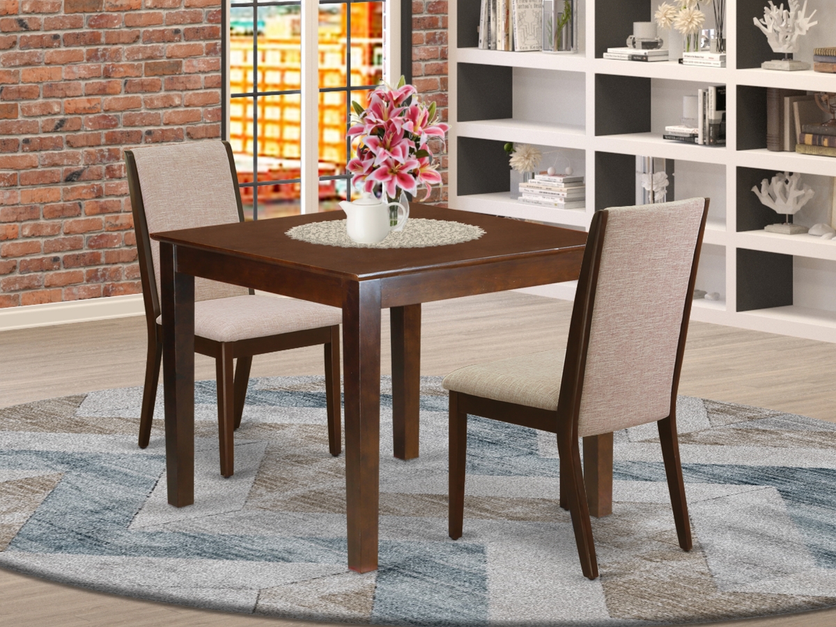 3 Piece Oxford Mid Century Dining Table Set - Light Tan & Mahogany
