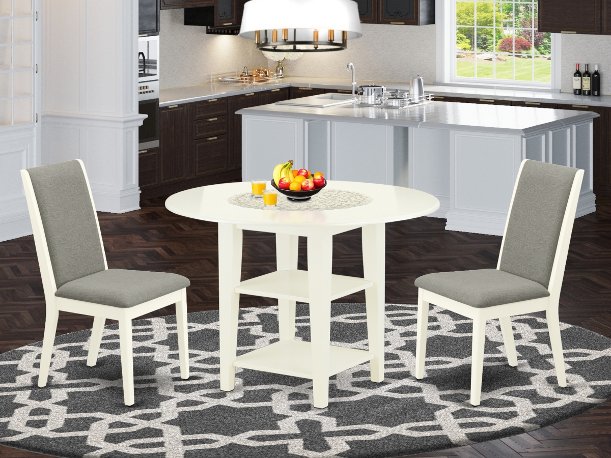 3 Piece Sudbury Kitchen Dinette Set - Shitake & Linen White