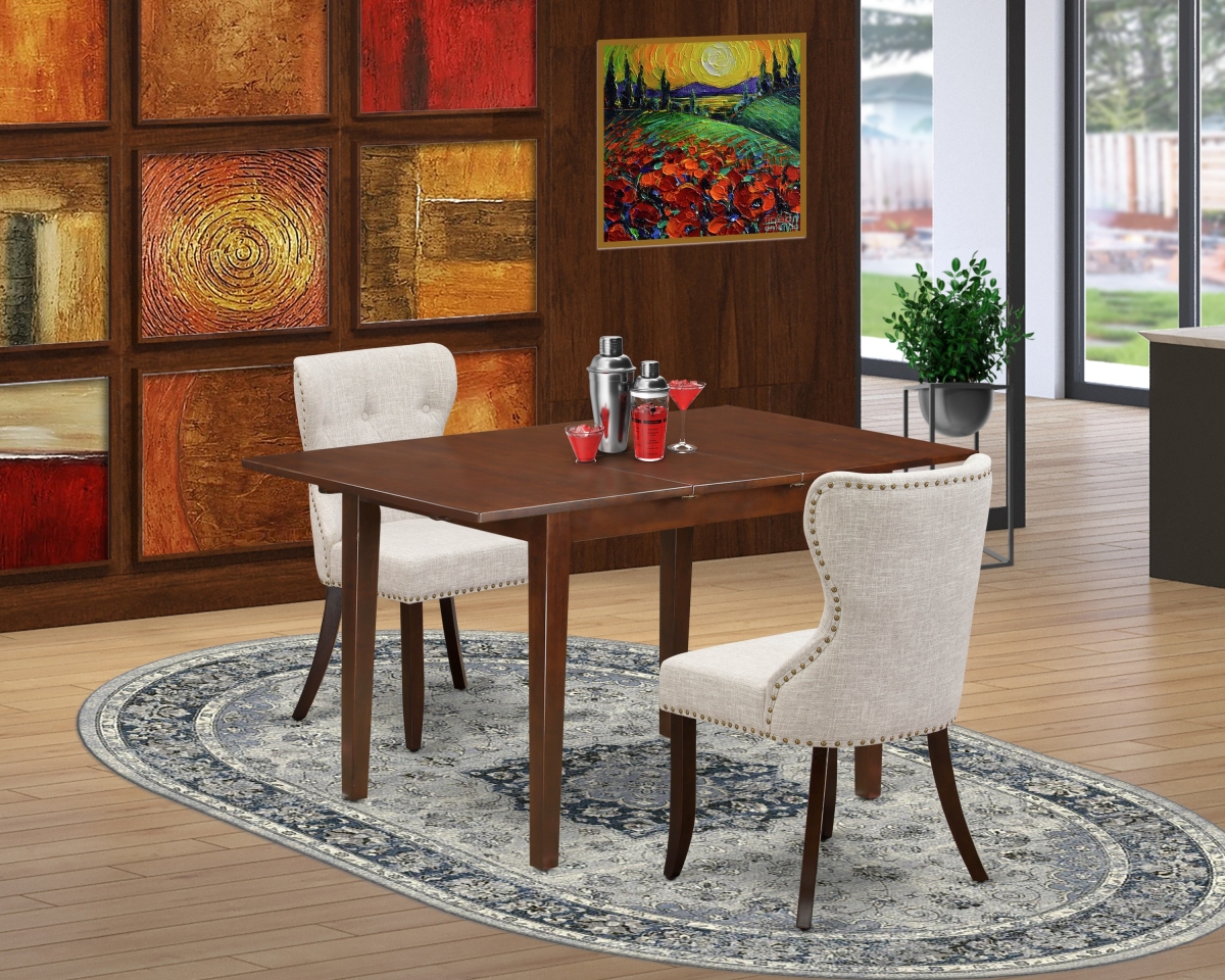 Norfolk Wooden Dining Table Set - Mahogany & Doeskin, Set of 2
