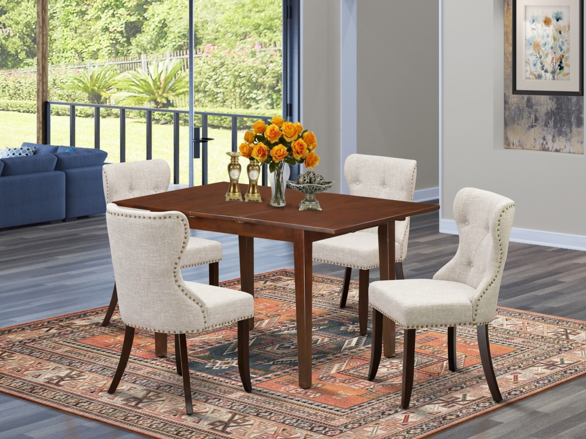 Norfolk Dining Table Set - Mahogany & Doeskin, Set of 4