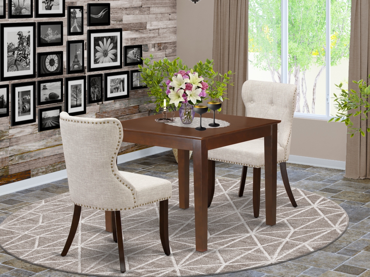 Oxford Dining Room Table Set - Mahogany & Doeskin, Set of 2