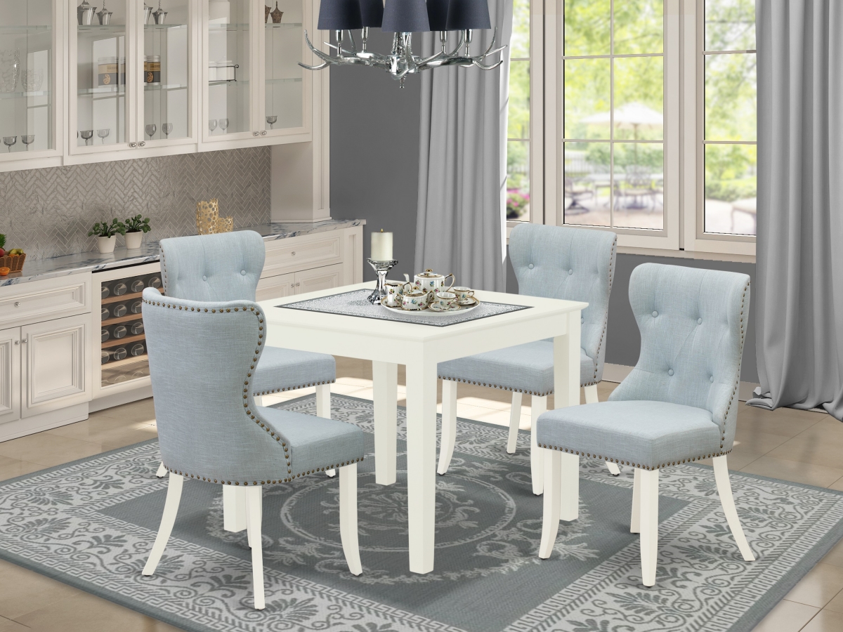 Oxford Kitchen Table Set - Linen White & Baby Blue, Set of 4