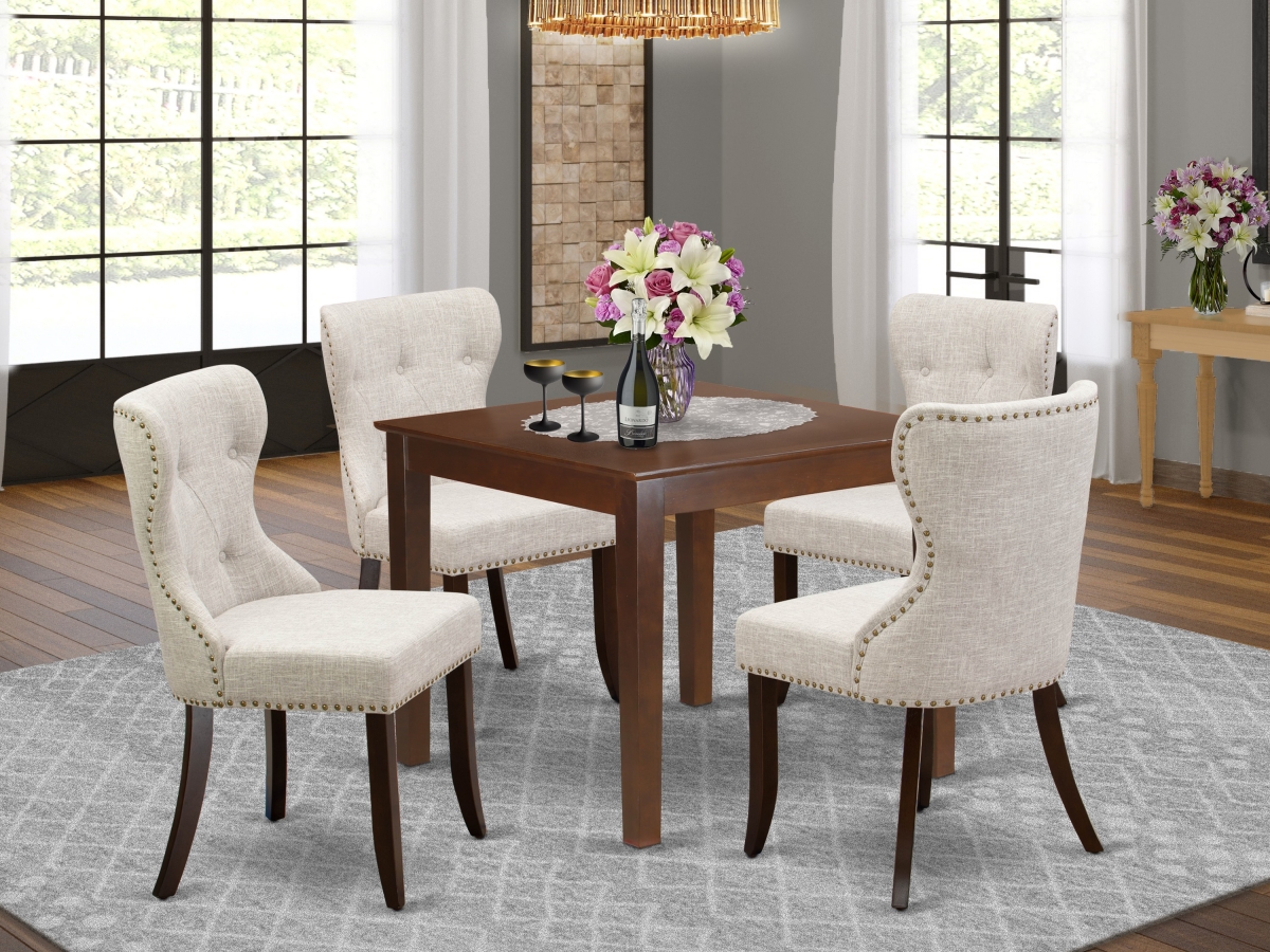 Oxford Kitchen Table Set - Mahogany & Doeskin, Set of 4