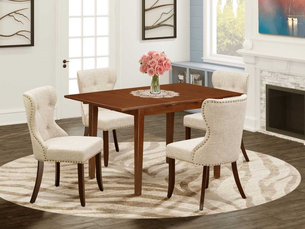 Picasso Kitchen Table Set - Mahogany & Doeskin, Set of 4
