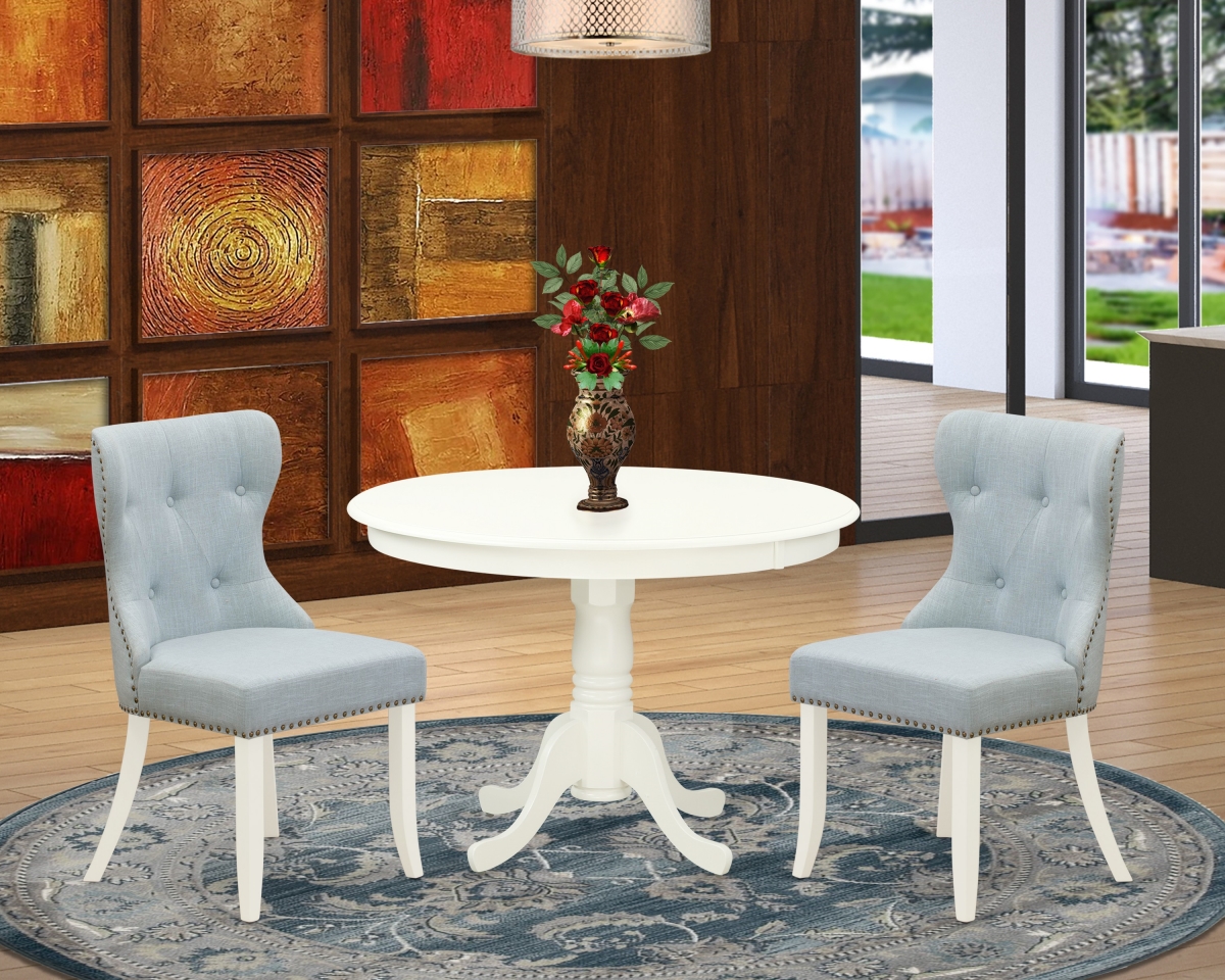 Hartland Modern Dining Table Set - Linen White & Baby Blue, Set of 2