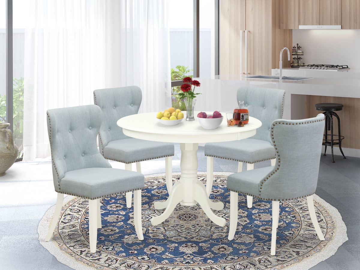 Hartland Dining Set - Linen White & Baby Blue, Set of 4