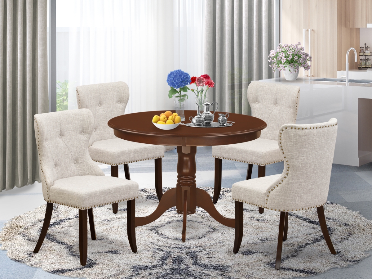 Hartland Dining Room Table Set - Mahogany & Doeskin, Set of 4
