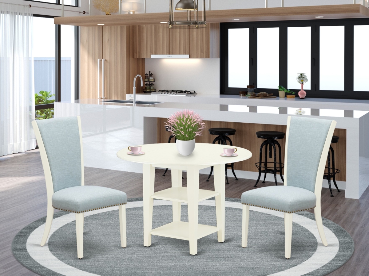 Sudbury Kitchen Dining Table Set - Linen White & Baby Blue, Set of 2