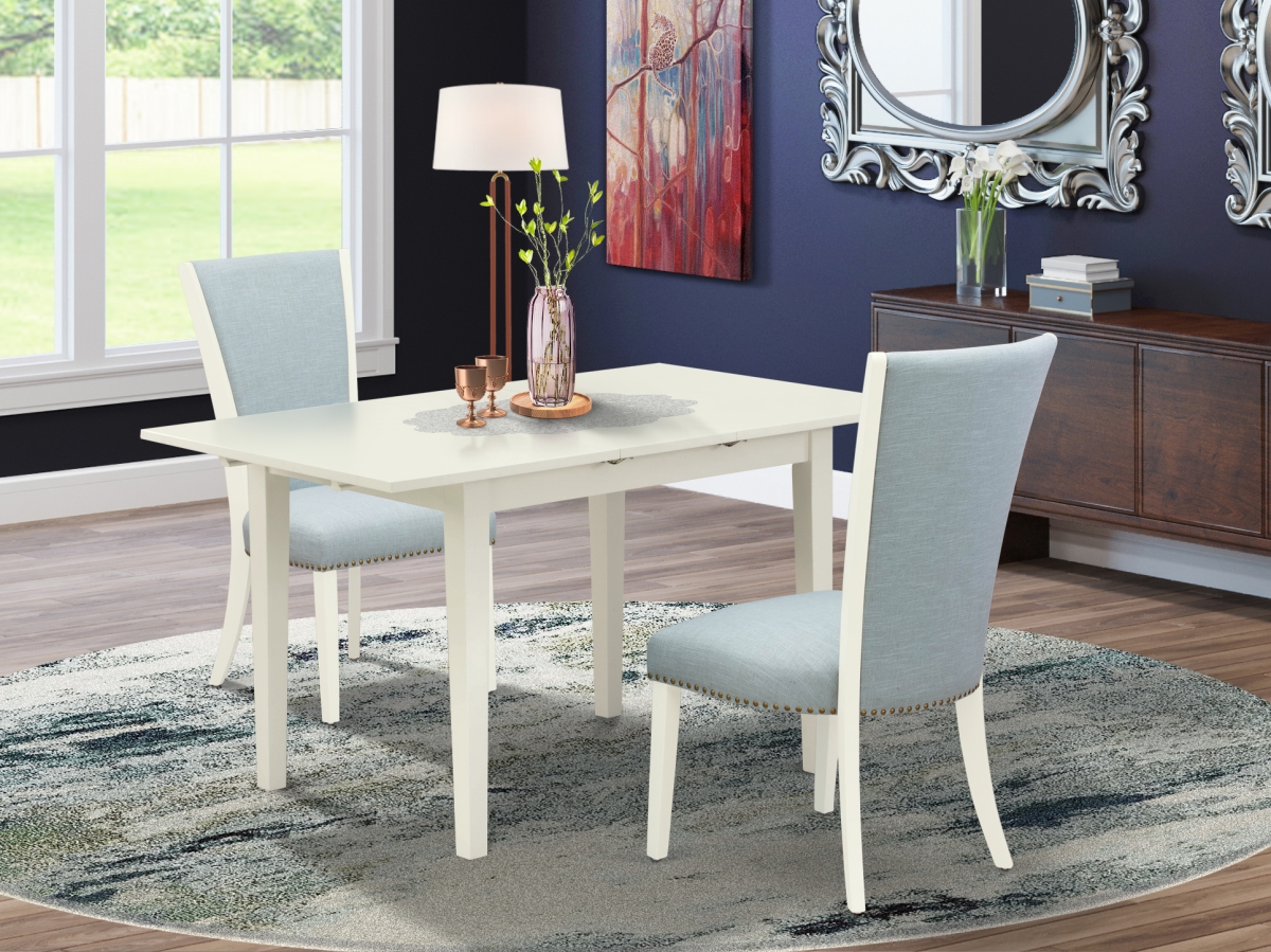 Norden Dining Table Set - Linen White & Baby Blue, Set of 2