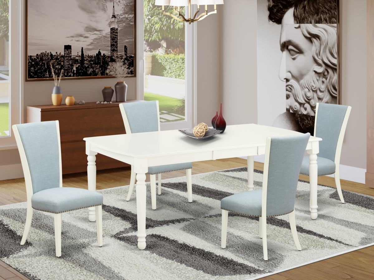 Dover Dining Set - Linen White & Baby Blue, Set of 4