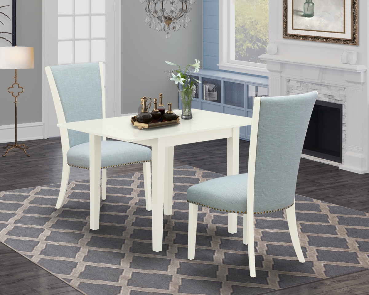 Norden Dining Table Set - Linen White & Baby Blue, Set of 2