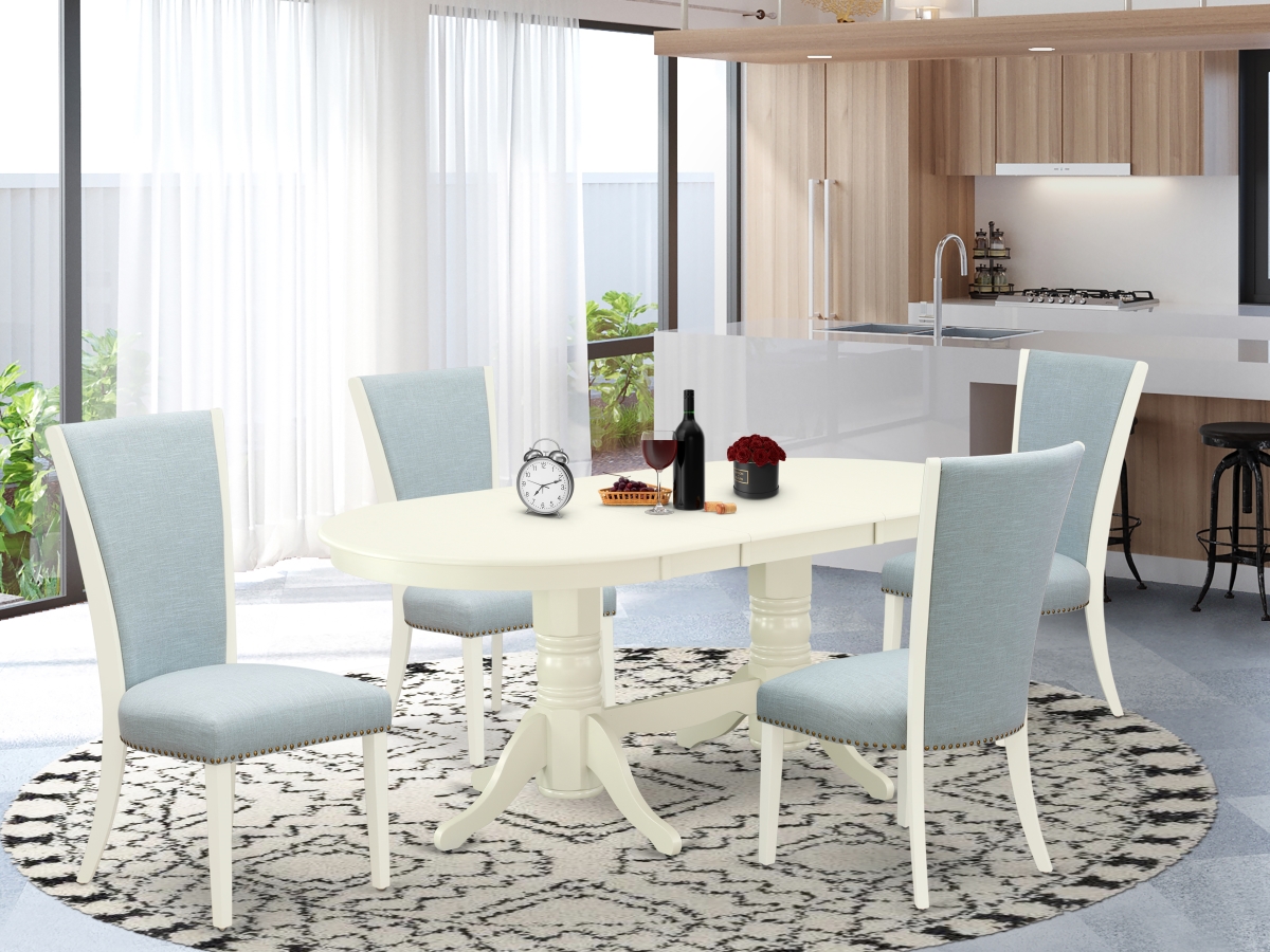 Vancouver Dinette Set - Linen White & Baby Blue, Set of 4