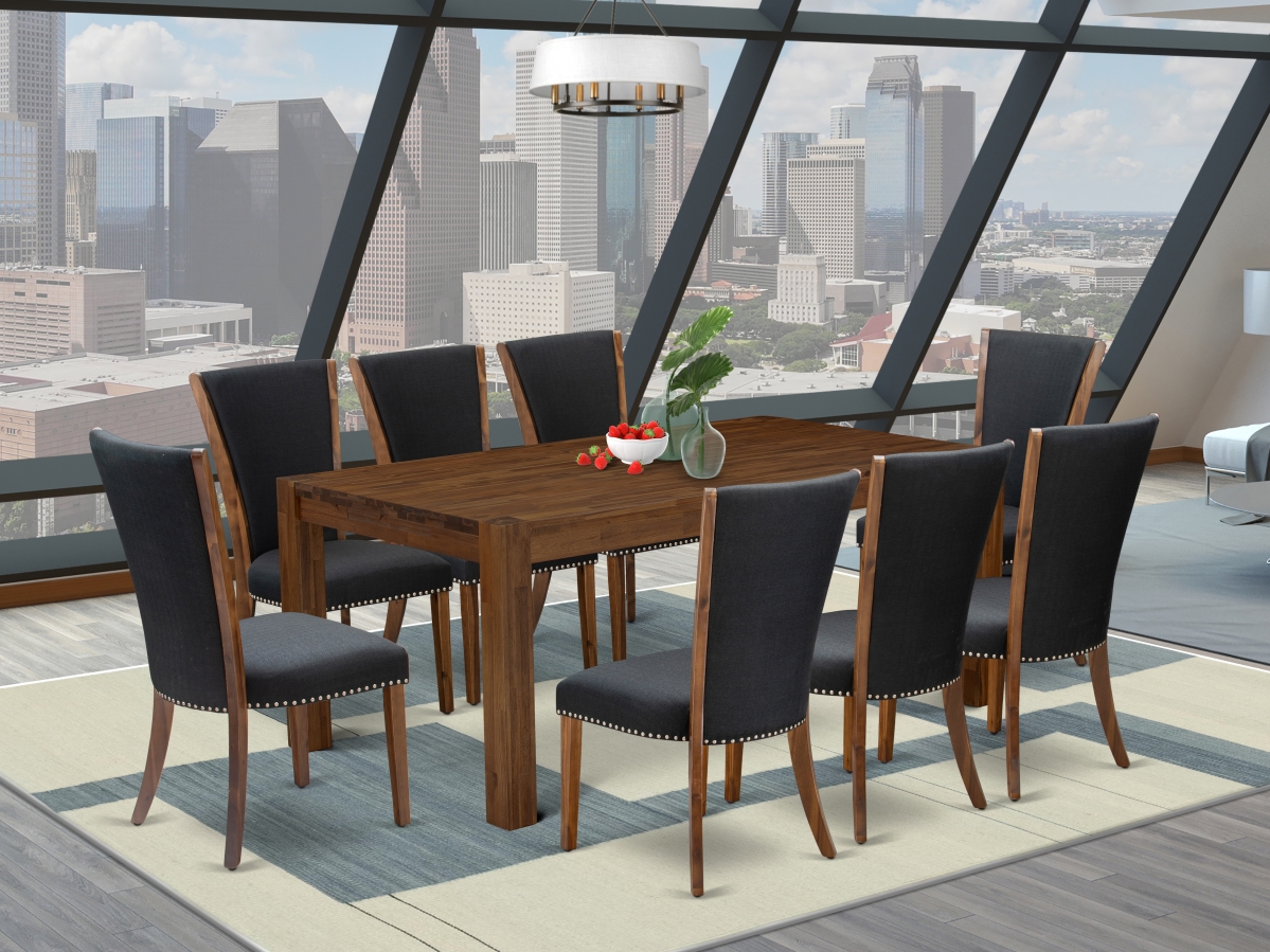 9 Piece Lismore Dinette Set - Sand Blasting Antique Walnut & Black