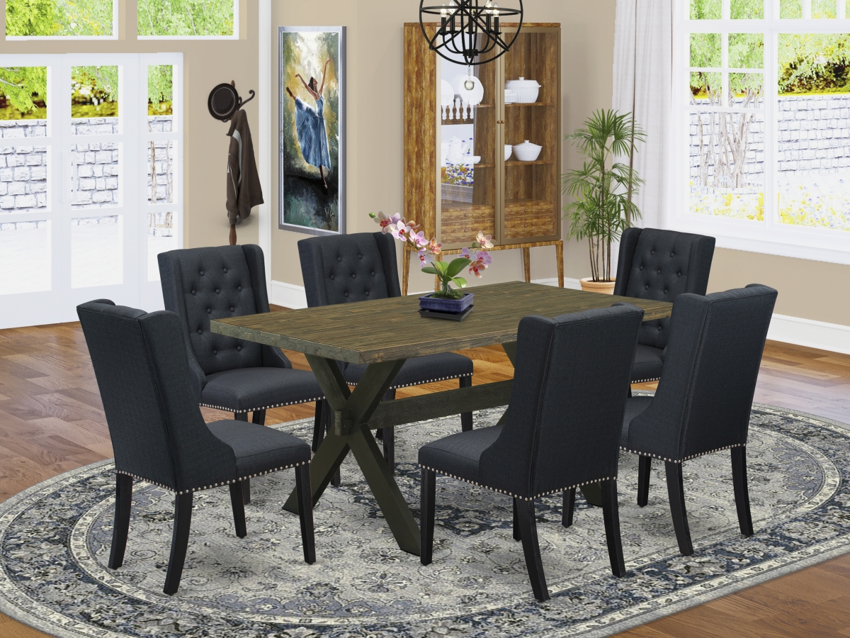 7 Piece X-Style Dining Set - Wire Brush Black