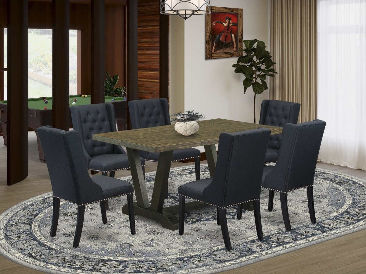 7 Piece V-Style Dining Set - Wire Brush Black