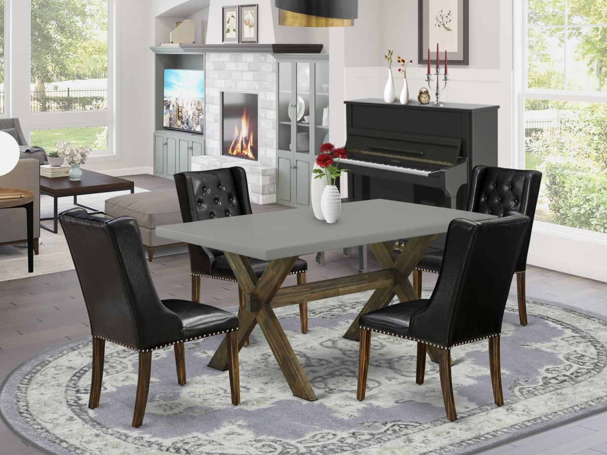 5 Piece X-Style Kitchen Table Set - Distressed Jacobean
