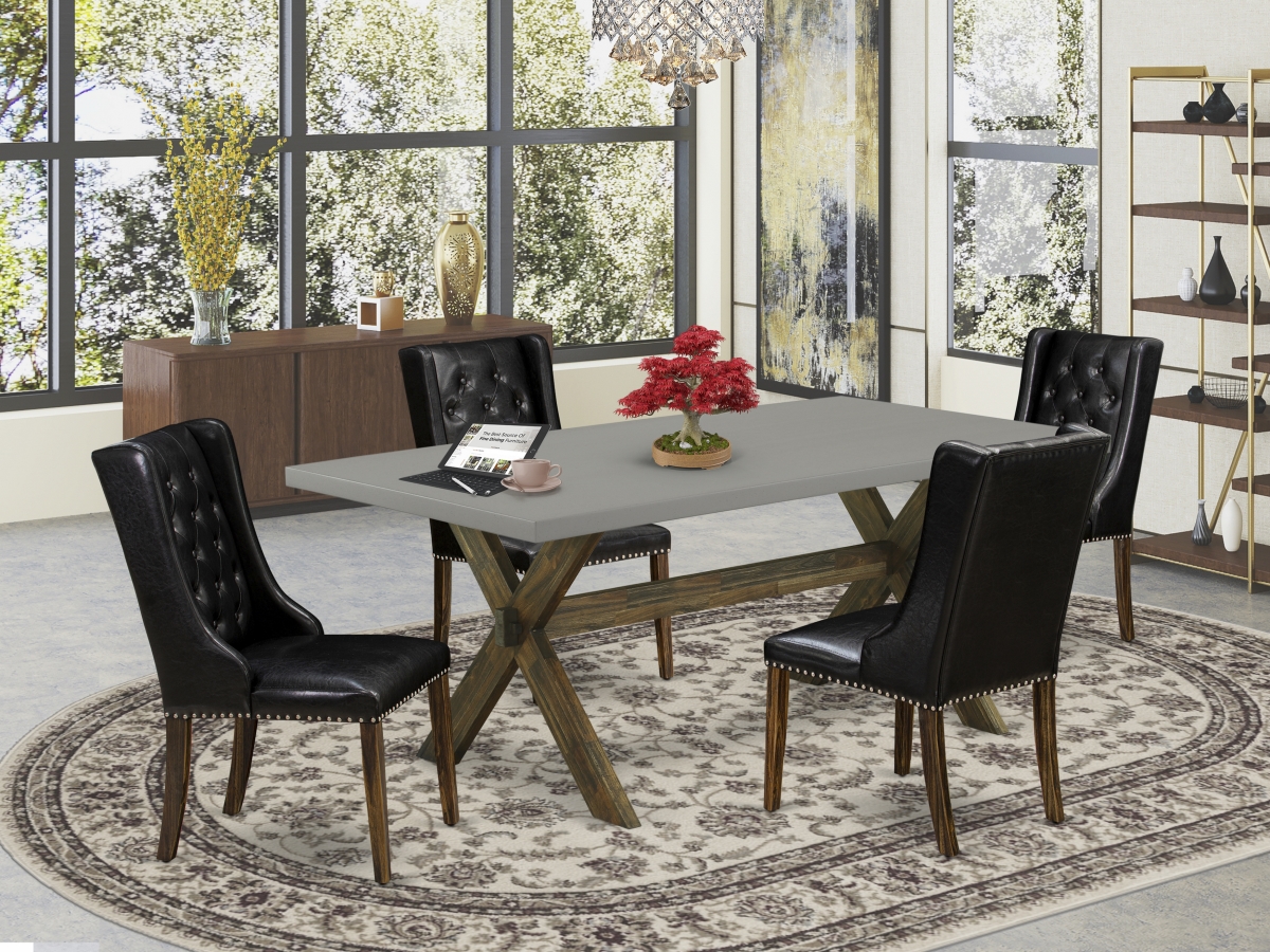 X797FO749-5 5 Piece X-Style Dining Room Set - Distressed Jacobean -  East West Furniture