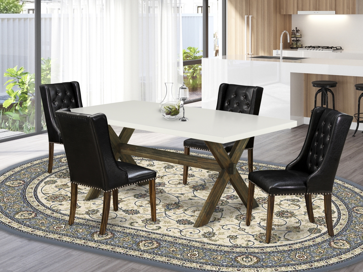 5 Piece X-Style Dining Set - Distressed Jacobean