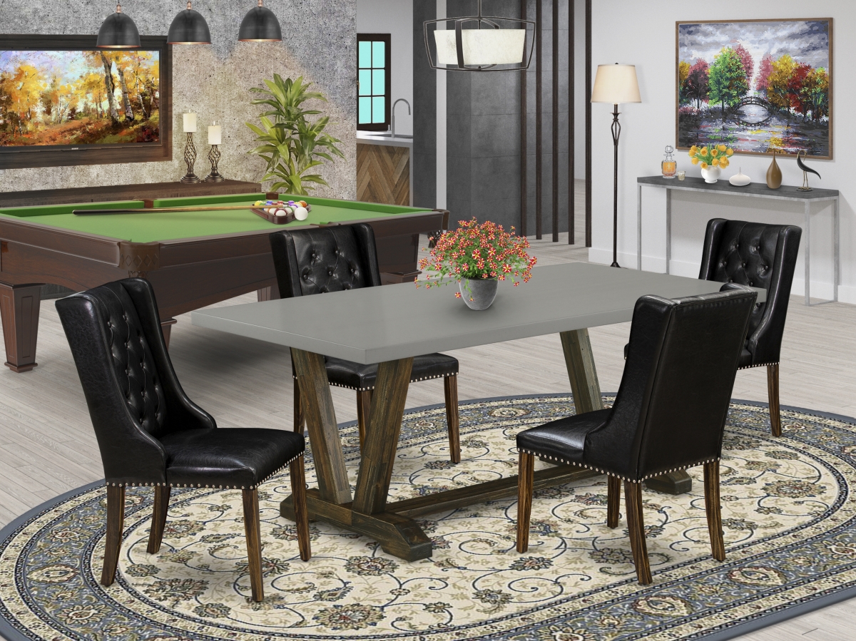 5 Piece V-Style Dinette Set - Distressed Jacobean
