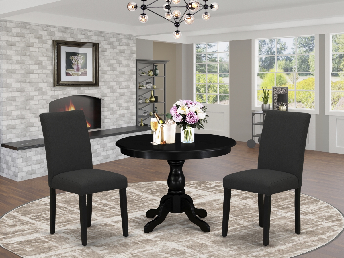 3 Piece Hartland Kitchen Table Set - Wire Brushed Black