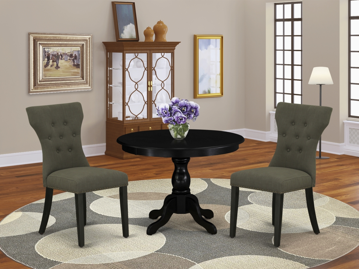 3 Piece Hartland Dining Table Set - Wire Brushed Black
