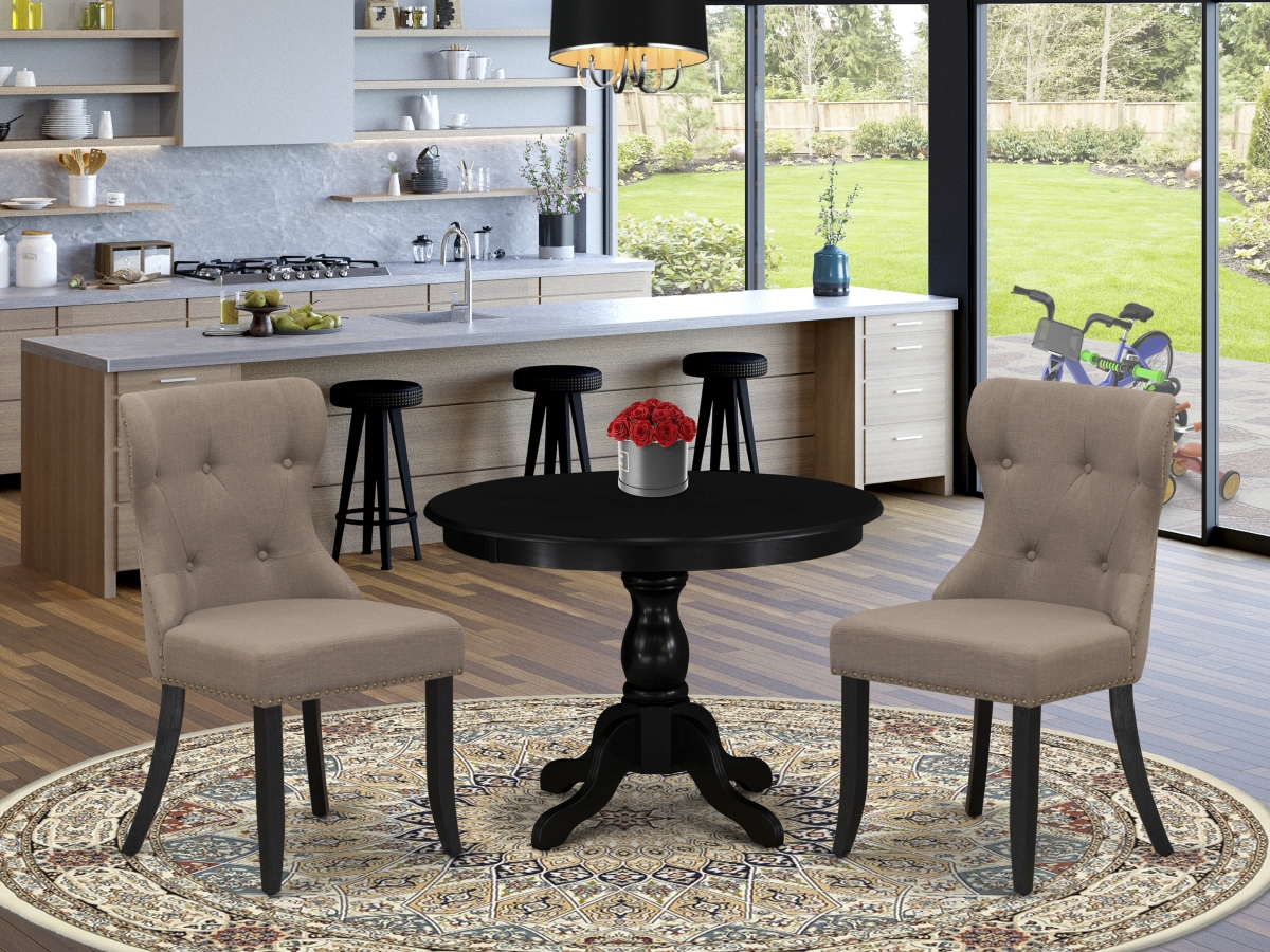 3 Piece Hartland Dining Table Set - Wire Brushed Black