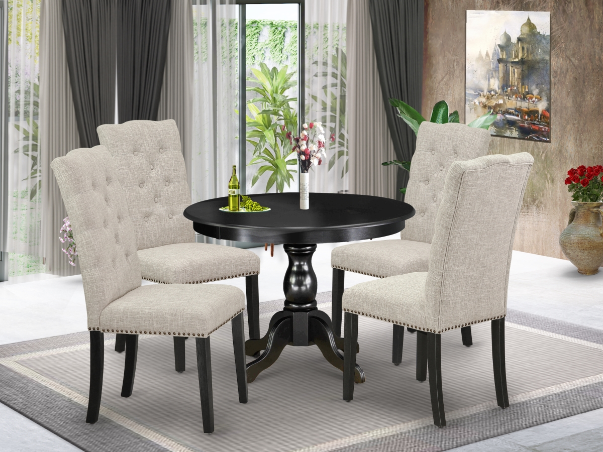 5 Piece Hartland Kitchen Table Set - Wire Brushed Black