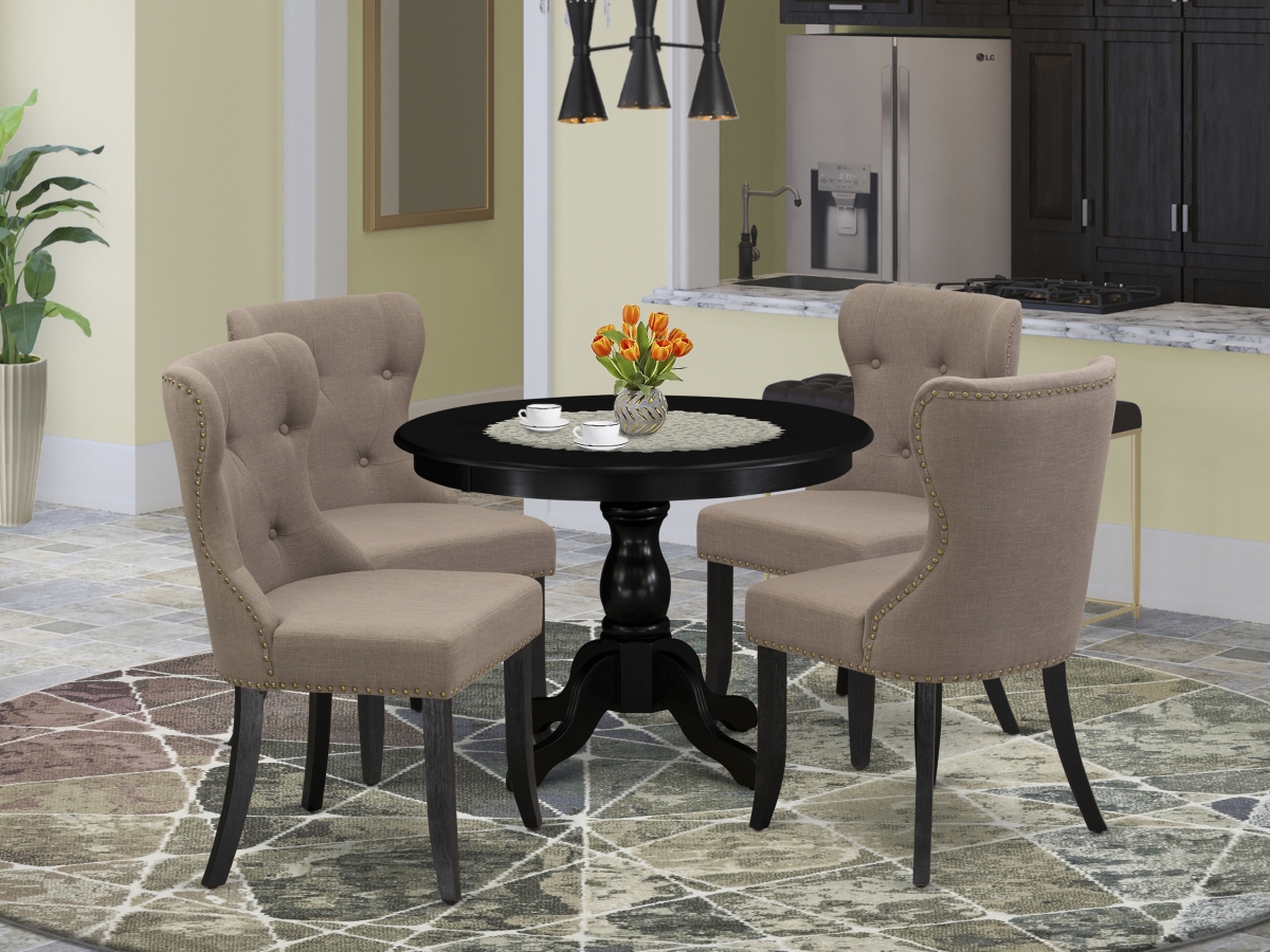 5 Piece Hartland Kitchen Dining Table Set - Wire Brushed Black