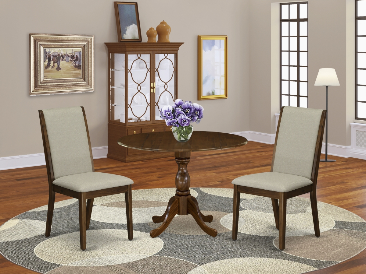 3 Piece Dublin Modern Dining Table Set - Acacia Walnut