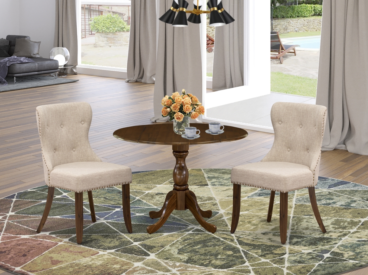 3 Piece Dublin Dining Table Set - Acacia Walnut