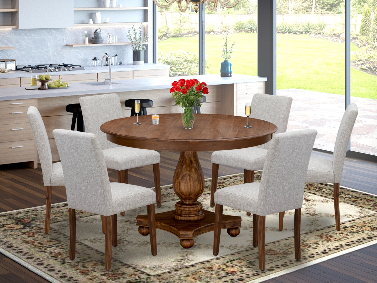 F2AB7-N35 7 Piece Dinette Set - Doeskin & Antique Walnut