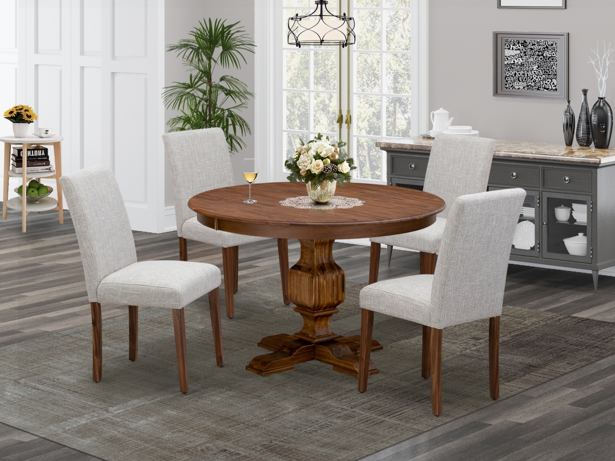 F3AB5-N35 5 Piece Kitchen Dining Table Set - Doeskin & Antique Walnut -  East West Furniture