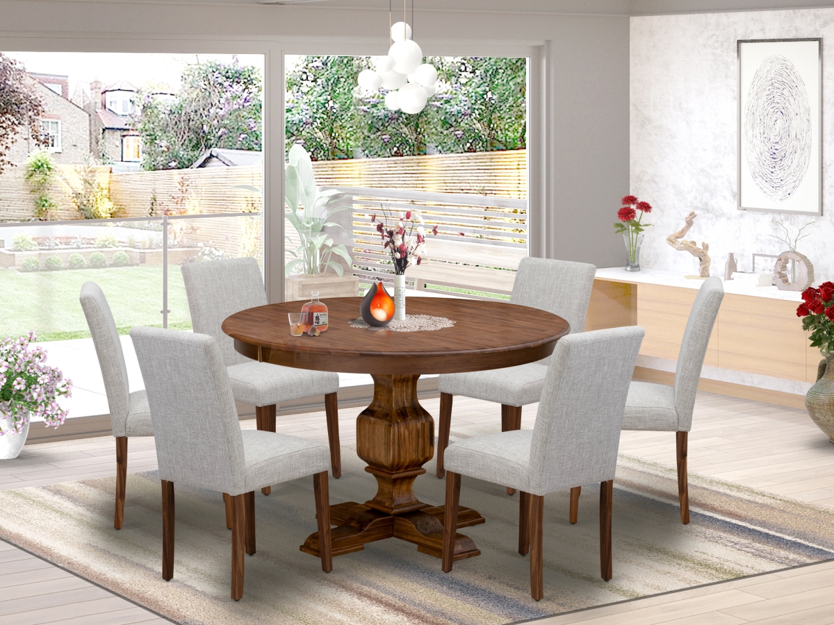 7 Piece Kitchen Table Set - Doeskin & Antique Walnut