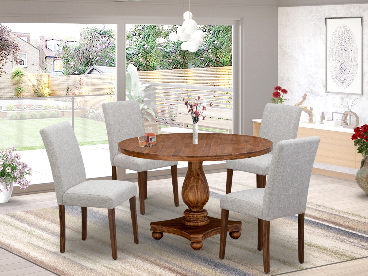 I2AB5-N35 5 Piece Kitchen Dining Table Set - Doeskin & Antique Walnut