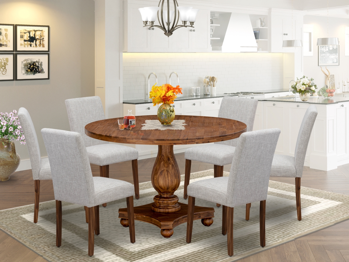 I2AB7-N35 7 Piece Dinner Table Set - Doeskin & Antique Walnut -  East West Furniture