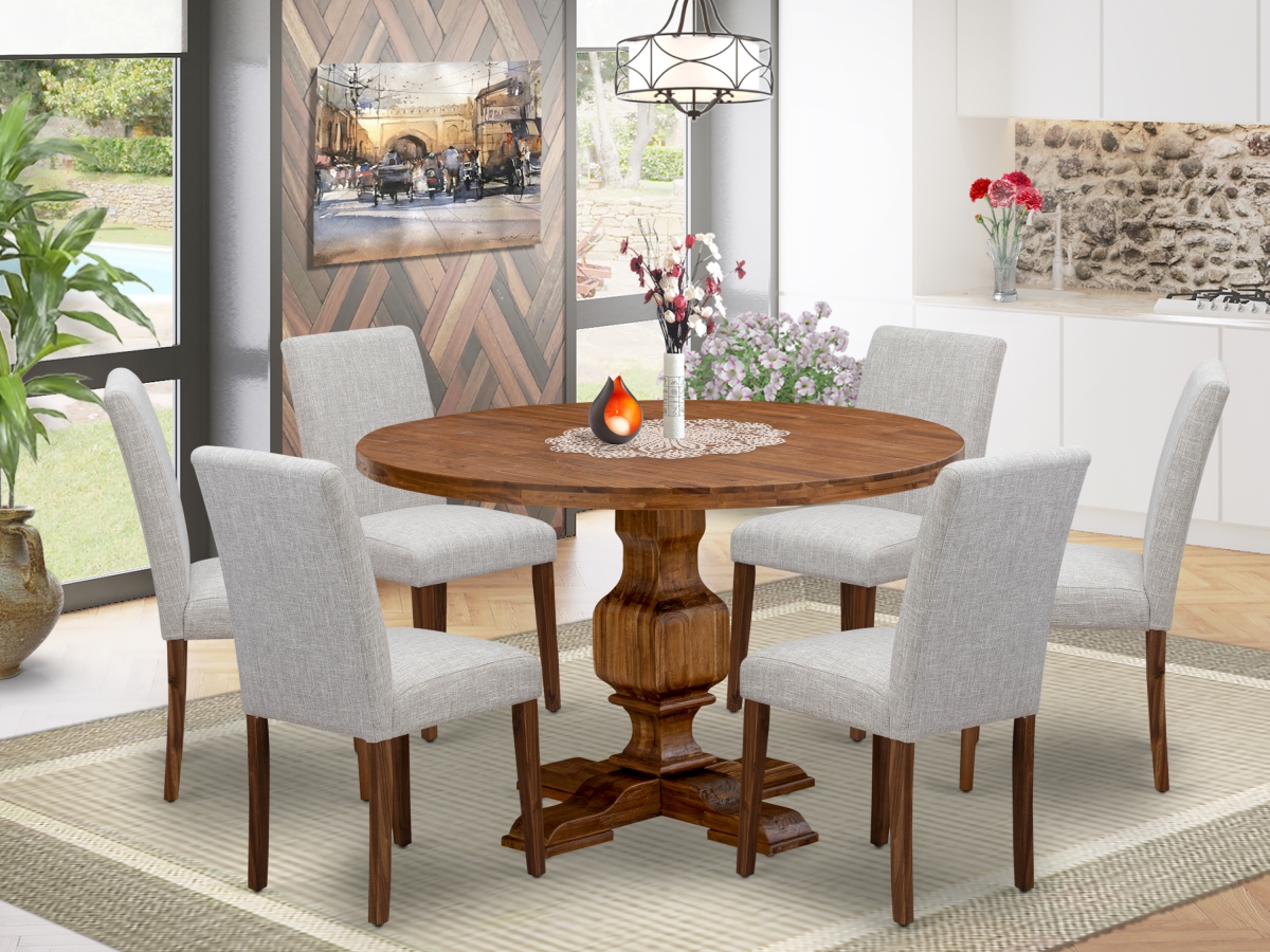 7 Piece Modern Dining Set - Doeskin & Antique Walnut