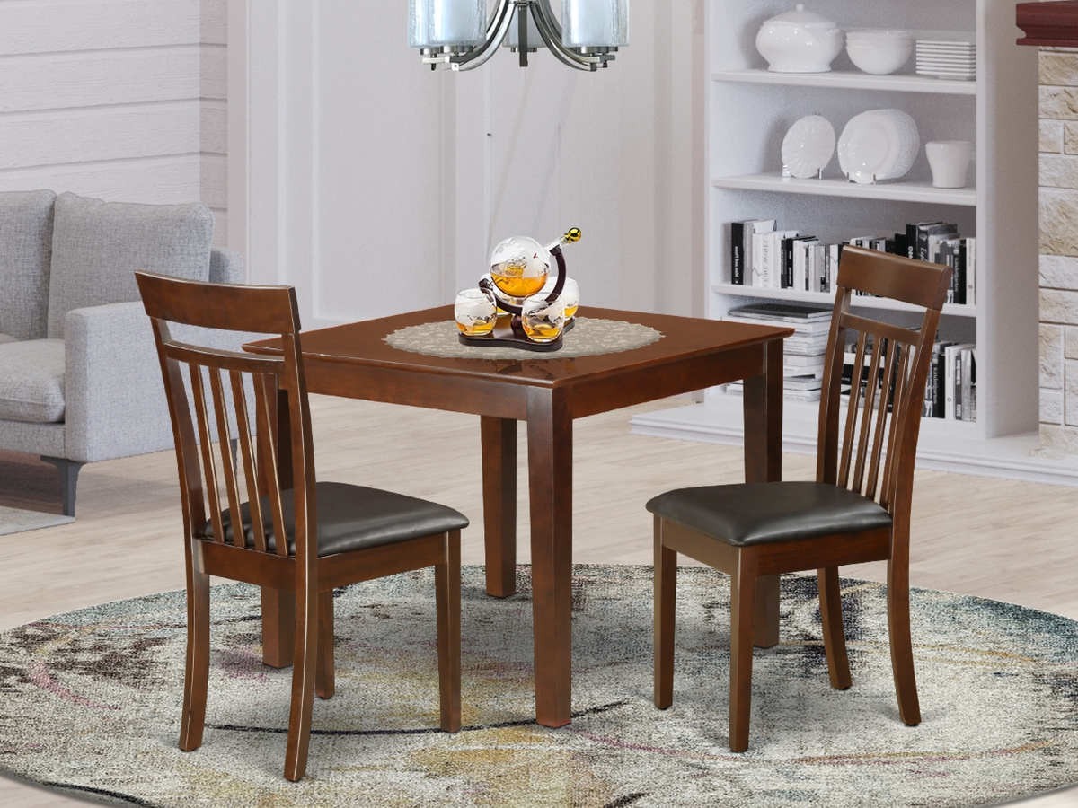 3 Piece Oxford Table & Chair Dining Set - Mahogany