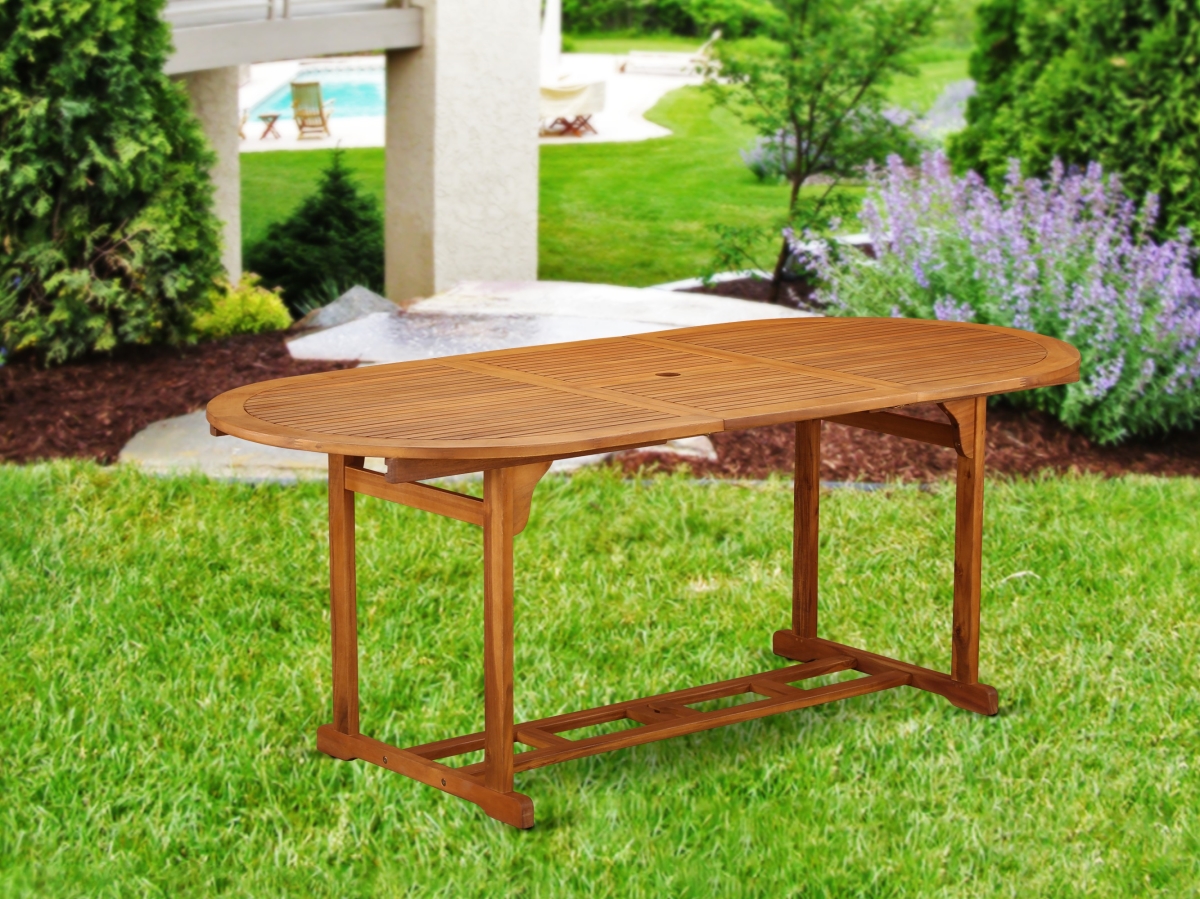 Beasley Oval Terrace Acacia Solid Wood Dining Table with Extension Butterfly Leaf
