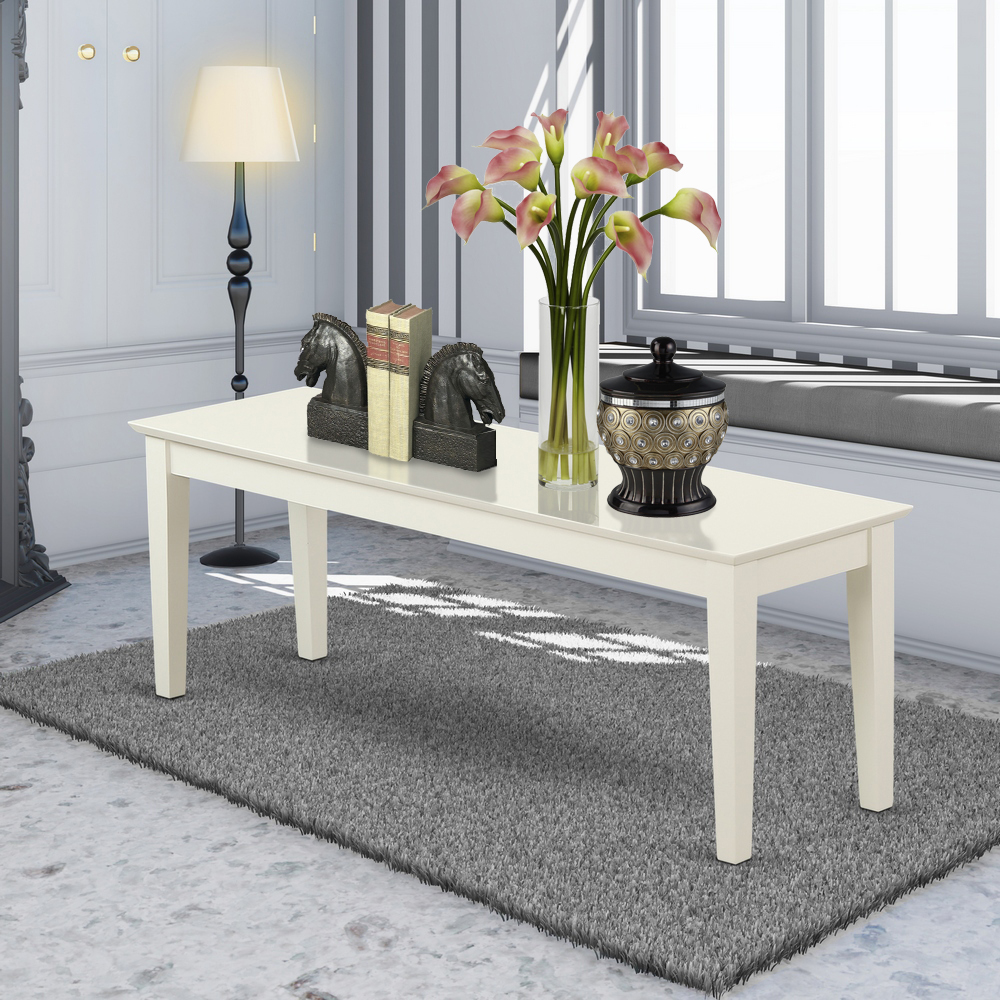 Capri Bench with Wood Seat - Linen White